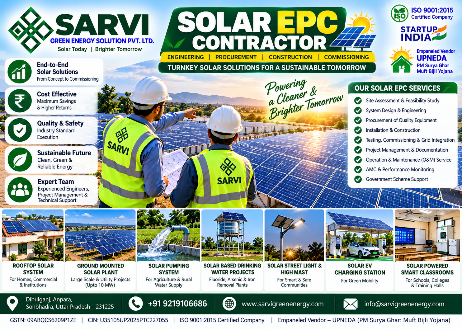 ☀️ **Powering a Greener Tomorrow with Solar Energy!** 🌱

At **SARVI GREEN ENERGY SOLUTION PVT. LTD.**, we deliver reliable, efficient, and sustainable Solar EPC solutions — from engineering and procurement to installation and commissioning.

⚡ On-Grid, Off-Grid & Hybrid Solar Systems  
🏢 Residential, Commercial & Industrial Solar EPC  
💧 Solar Water Pumping & Drinking Water Projects  
💡 Solar Street Lighting Solutions  
🔧 Solar Plant Operation & Maintenance (O&M)

Choose clean energy. Reduce your electricity costs. Build a sustainable future.

🌿 **SARVI GREEN ENERGY SOLUTION PVT. LTD.**  
*Your Trusted Partner in Solar Energy Solutions.*

📞 +91 9453917348  
📧 sarvigreenenergy@outlook.com

#SolarEPC #SolarEnergy #RenewableEnergy #SolarPower #SolarInstallation #CleanEnergy #GreenEnergy #SolarSolutions #SustainableFuture #SarviGreenEnergy